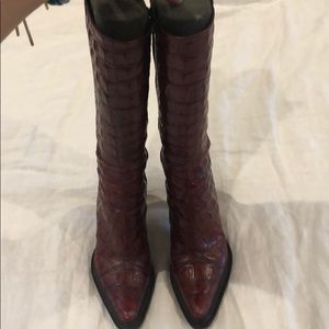 Donald Pliner Red Crocodile Embossed Boots